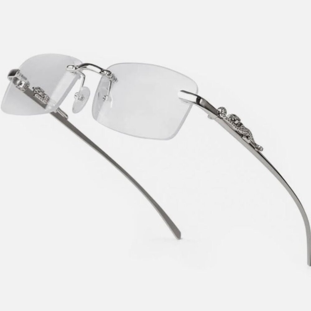 Men Hip Hop Sunglasses Square Rimless Silver‎ Clear Lens Street Fashion Trendy